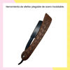 Imagen de Navajin Plegable De Metal  Y Mango De Madera Rombos Barbero 15cm