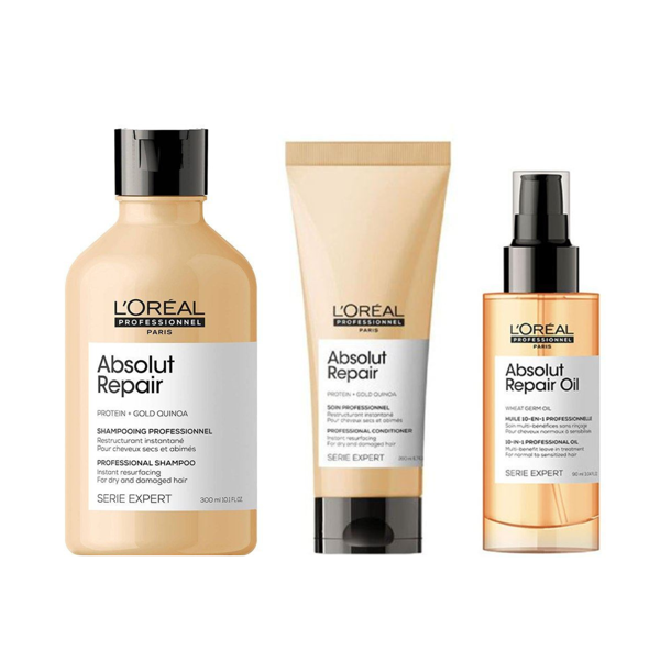 Imagen de Pack Loreal Absolut Repair Shampoo 300ml + Acondicionador 200ml + Oleo 90ml