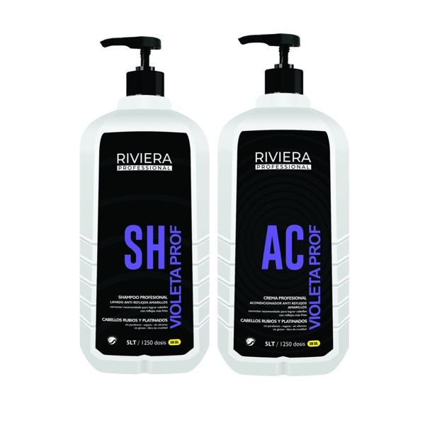 Imagen de Pack Shampoo Riviera Matizador Violeta Sin Sal 5L + Acondicionador Violeta 5L