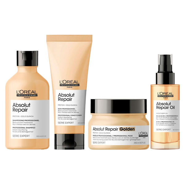 Imagen de Pack Loreal Absolut Repair Shampoo 300ml + Acondicionador 200ml + Máscara 250ml + Sérum 90ml