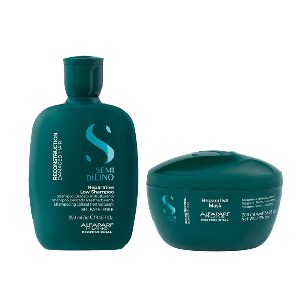 Imagen de Pack Alfaparf Semi Di Lino Reconstruction Reparative Shampoo 250ml + Máscara 200ml