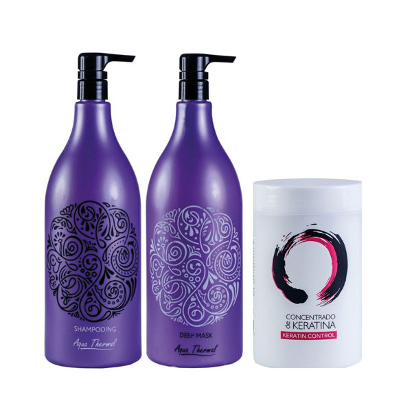 Imagen de Pack Shampoo Sin Sal Aqua Thermal Pro Vitamina 1,5L + Acond + Keratina 1Kg