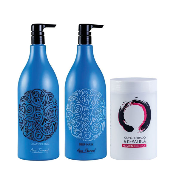 Imagen de Pack Shampoo Sin Sal Aqua Thermal Pro Color 1,5L + Acond + Keratina 1Kg