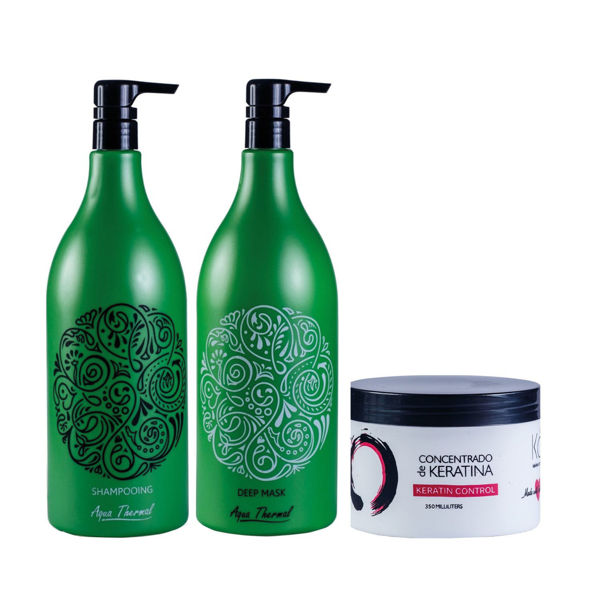 Imagen de Pack Shampoo Sin Sal Aqua Thermal Pro Brushing 1,5L + Acond + Keratina 350ml