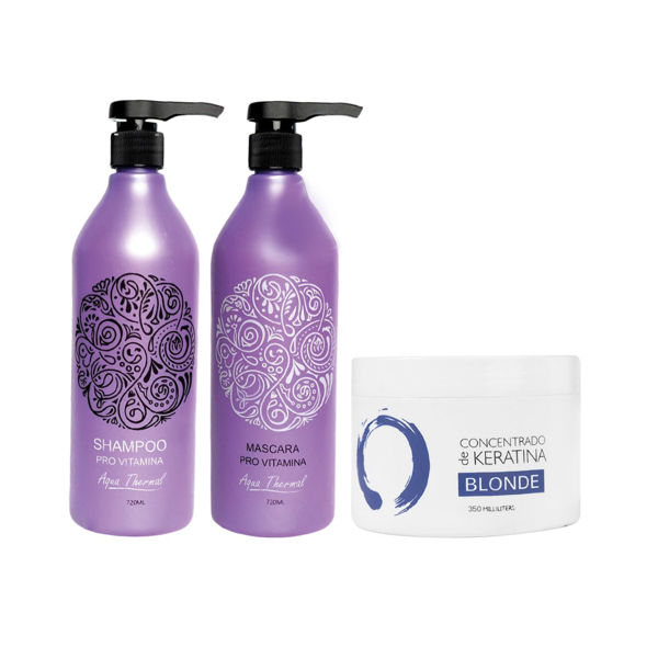 Imagen de Pack Shampoo Sin Sal Aqua Thermal Pro Vitamina 720ml + Acond + Keratina Blonde 350ml