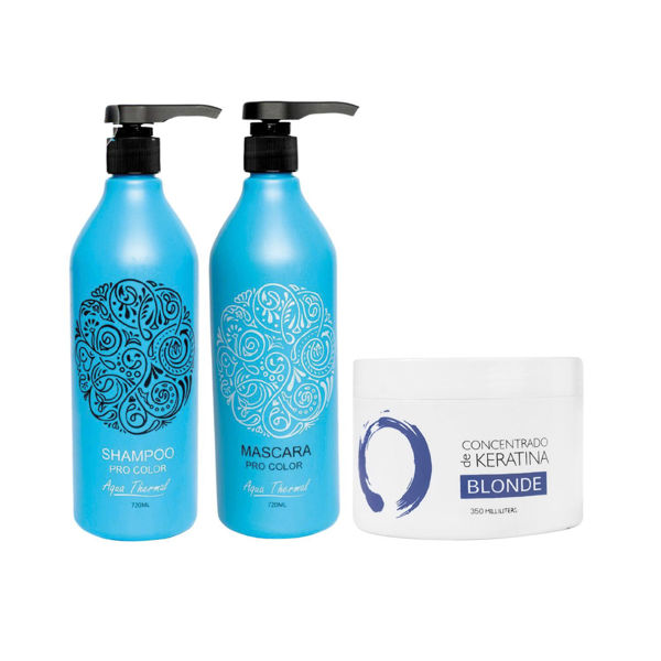 Imagen de Pack Shampoo Sin Sal Aqua Thermal Pro Color 720ml + Acond + Keratina Blonde 350ml