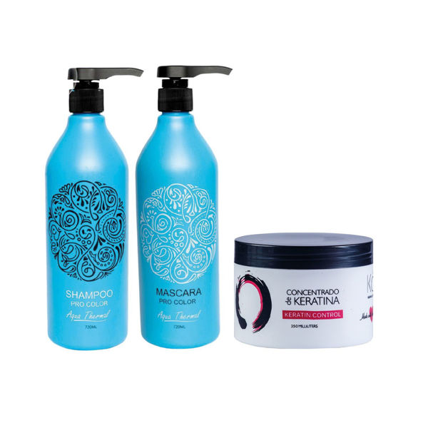 Imagen de Pack Shampoo Sin Sal Aqua Thermal Pro Color 720ml + Acond + Keratina 350ml