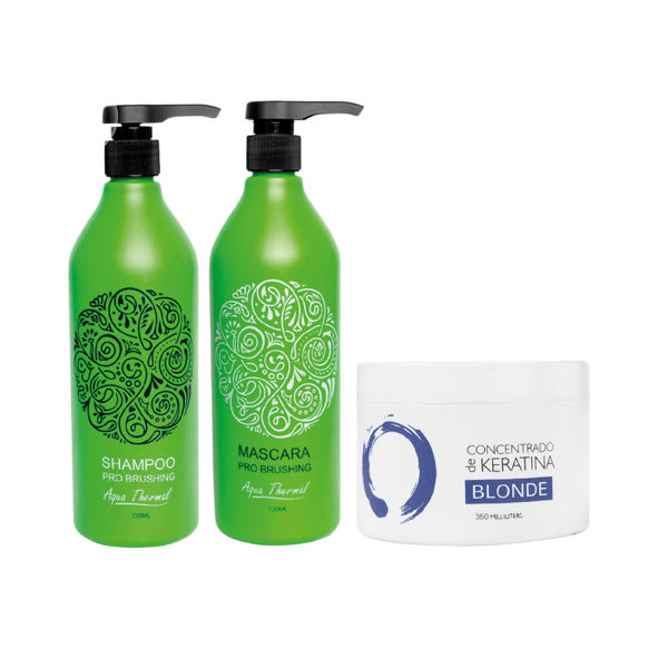 Imagen de Pack Shampoo Sin Sal Aqua Thermal Pro Brushing 720ml + Acond + Keratina Blonde 350ml