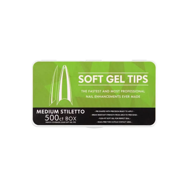 Imagen de Tips Transparentes Medium Stilleto Para Soft Gel 550 Unidades
