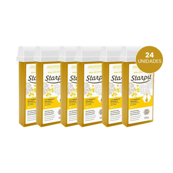 Imagen de Pack 24 Ceras Depilatorias Rollon Starpil Natural Miel 100gr