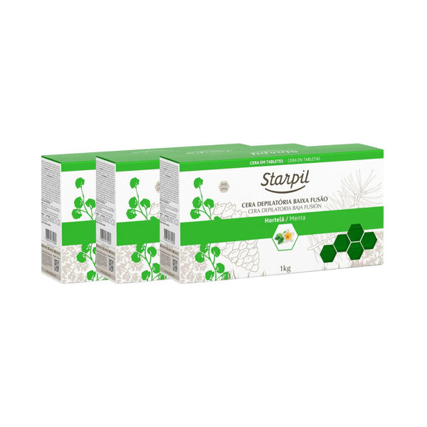 Imagen de Pack 3 Ceras Depilatorias En Pastilla Starpil Menta 1Kg