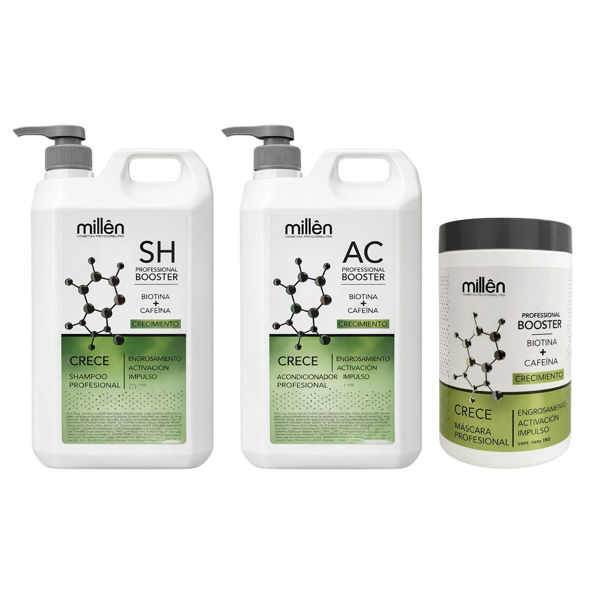 Imagen de Pack Shampoo Crecimiento Millên Con Cafeína 3L + Acondicionador 3L + Máscara 1Kg
