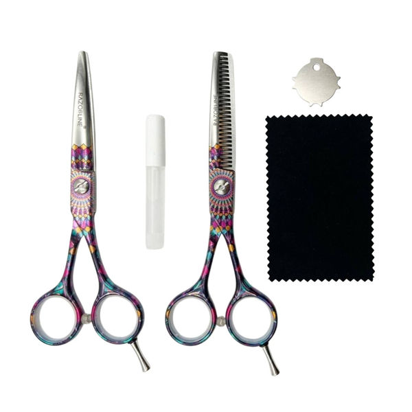 Imagen de Set 2 Tijeras Corte Pulir Razorline  5,5" Pulgadas + Estuche