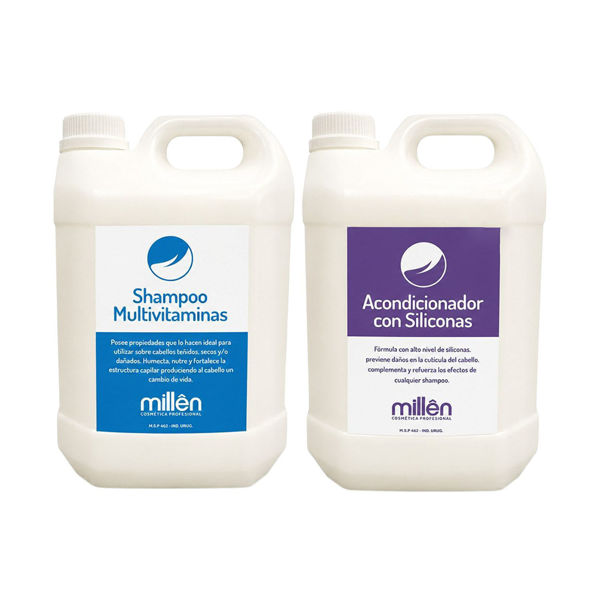 Imagen de Pack Shampoo Millên Multivitaminas 5 Litros + Acondicionador Con Siliconas 5 Litros